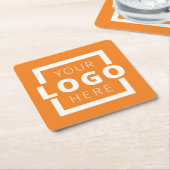 カスタム販売促進業務ロゴブランドオレンジ スクエアペーパーコースター (アングル)