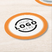 カスタム販売促進業務ロゴブランドオレンジ ラウンドペーパーコースター (アングル)