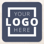 カスタム販売促進業務ロゴブランドブルー スクエアペーパーコースター (正面)