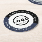 カスタム販売促進業務ロゴブランドブルー ラウンドペーパーコースター (アングル)