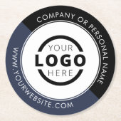 カスタム販売促進業務ロゴブランドブルー ラウンドペーパーコースター (正面)