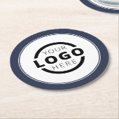 カスタム販売促進業務ロゴブランドブルー ラウンドペーパーコースター (アングル)