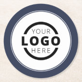 カスタム販売促進業務ロゴブランドブルー ラウンドペーパーコースター (正面)