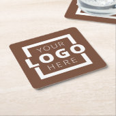 カスタム販売促進業務ロゴブランド茶色 スクエアペーパーコースター (アングル)