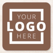 カスタム販売促進業務ロゴブランド茶色 スクエアペーパーコースター (正面)