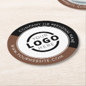 カスタム販売促進業務ロゴブランド茶色 ラウンドペーパーコースター (アングル)