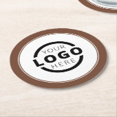 カスタム販売促進業務ロゴブランド茶色 ラウンドペーパーコースター (アングル)
