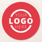 カスタム販売促進業務ロゴブランド赤 ラウンドペーパーコースター (正面)