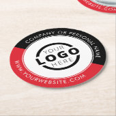 カスタム販売促進業務ロゴブランド赤 ラウンドペーパーコースター (アングル)