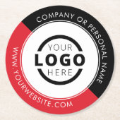 カスタム販売促進業務ロゴブランド赤 ラウンドペーパーコースター (正面)