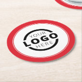 カスタム販売促進業務ロゴブランド赤 ラウンドペーパーコースター (アングル)