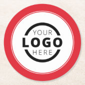 カスタム販売促進業務ロゴブランド赤 ラウンドペーパーコースター (正面)