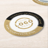 カスタム販売促進業務ロゴブランド金ゴールド ラウンドペーパーコースター (アングル)
