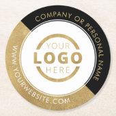 カスタム販売促進業務ロゴブランド金ゴールド ラウンドペーパーコースター (正面)