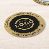 カスタム販売促進業務ロゴブランド金ゴールド ラウンドペーパーコースター (アングル)