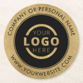 カスタム販売促進業務ロゴブランド金ゴールド ラウンドペーパーコースター (正面)