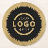 カスタム販売促進業務ロゴブランド金ゴールド ラウンドペーパーコースター (正面)