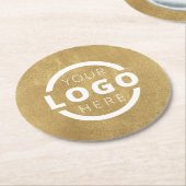 カスタム販売促進業務ロゴブランド金ゴールド ラウンドペーパーコースター (アングル)