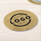 カスタム販売促進業務ロゴブランド金ゴールド ラウンドペーパーコースター (アングル)