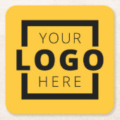 カスタム販売促進業務ロゴブランド黄色 スクエアペーパーコースター (正面)
