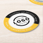 カスタム販売促進業務ロゴブランド黄色 ラウンドペーパーコースター (アングル)