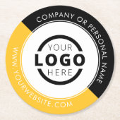 カスタム販売促進業務ロゴブランド黄色 ラウンドペーパーコースター (正面)