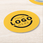 カスタム販売促進業務ロゴブランド黄色 ラウンドペーパーコースター (アングル)