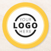 カスタム販売促進業務ロゴブランド黄色 ラウンドペーパーコースター (正面)