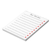 カスタム赤いハート付きノートパッパーソナライズされたド ノートパッド (回転)