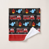 カスタム赤い消防車パターンドオル バスタオルセット (ウォッシュタオル)