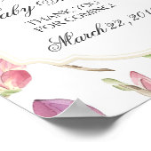 カスタム赤ちゃんシャワー記号、水彩フローラ ポスター (角)