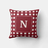 カスタム赤と白モノグラム クッション (裏面)