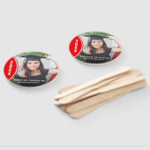 カスタム赤と白卒業写真ハンドファン ハンドファン (組立なし)