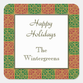 カスタム赤と緑の休日ベーキングシール スクエアシール