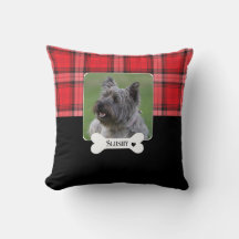 カスタム赤と黒のタータンチェックプレイド装飾用クッション