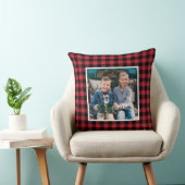 カスタム赤と黒のバッファローの格子柄の休日の写真 クッション (椅子)