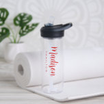 カスタム赤のスクリプト名 ウォーターボトル<br><div class="desc">カスタム澄んレタリングに名を表示しはっきりしたた赤い台本に名を示したウォーターモダンボトルまシンプルた、パーソナライズされた団体や組織やビジネス名を表示するために使用できる。</div>