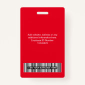 カスタム赤の従業員の大きな写真、バーコード、名前 バッジ (裏面)