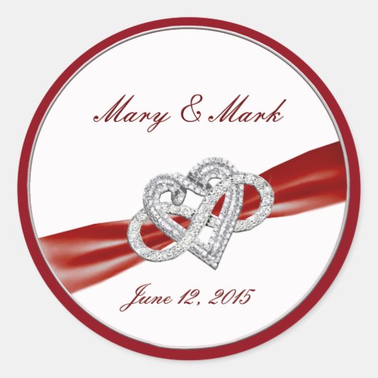 カスタム赤インフィニティハート ラウンドシール (正面)