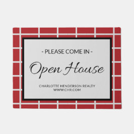 カスタム赤エステートオープンハウス ドアマット