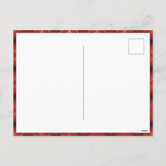 カスタム赤エレガントと金ゴールドの格子模様トナカイと写真 シーズンポストカード (裏面)
