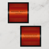 カスタム赤エレガント橙色ステンレス金属 スクエア名刺 (正面/裏面)