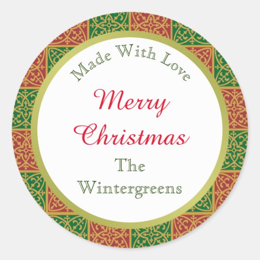 カスタム赤エレガント緑ベーキング ラウンドシール (正面)