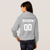 カスタム赤サッカーボール女子フード付きスウェットシャツスウェットシャツ (裏面フル)