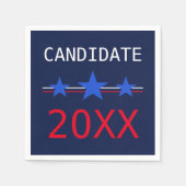 カスタム赤ストライプ星と青の星2024選挙 スタンダードカクテルナプキン (正面)