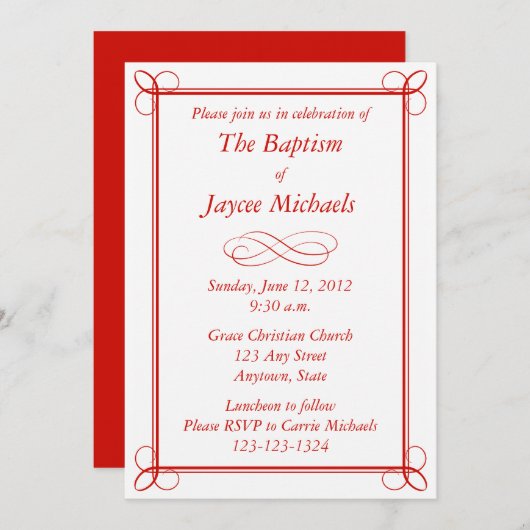 カスタム赤バプテスマ招待状又はその他のイベント 招待状 (正面/裏面)
