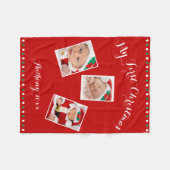 カスタム赤フリースブランケットマイ初めてのクリスマス フリースブランケット (正面(横))