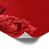 カスタム赤フローラ結婚記念日ポスター ポスター (角)