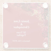 カスタム赤フローラ結婚記念日 ガラスコースター (裏面)