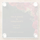 カスタム赤フローラ結婚記念日 ガラスコースター (裏面)